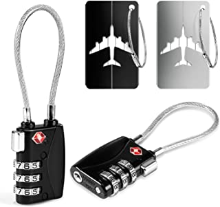 2 TSA Cerradura de Equipaje+2 Etiquetas para Equipaje Yosemy Candados de Seguridad con candado de combinacion 3 digitos Equipaje Locks Bloqueo de CoDigo para Maletas Equipaje Viaje Bolsa de Viaje