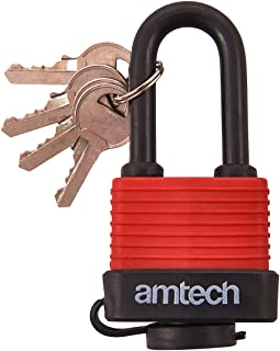 Am-Tech – Candado de grillete Largo Resistente a la Intemperie t0760 40 mm 1 Rojo