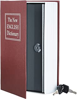 AmazonBasics - Caja de seguridad en forma de libro - Cerradura con llave - Rojo