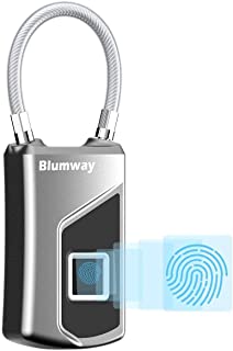 BlumWay Candado para huellas dactilares- IP66 Impermeable- Cerradura inteligente para huellas dactilares- para tomar 10 huellas dactilares- Adecuado para Puerta delantera- Maleta- Mochila- Bicicleta