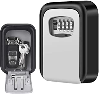 Caja fuerte para llaves- Candado de Seguridad con Combinacion 4 Digitos-Caja de Seguridad Llaves en la pareds- Adecuada para el Hogar- el Garaje y la Granja(Plata)