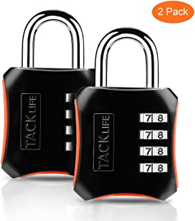 Candado de combinacion- TACKLIFE-HCL3B-2 Packs Candado de numeracion de 4 digitos Cerraduras de equipaje Codigo de seguridad para maleta- gimnasio- taquillas escolares
