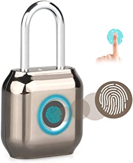 Candado de huellas dactilares inteligente con cerradura de huellas dactilares- candado de seguridad portatil recargable USB para casillero- mochila- equipaje- maleta