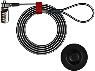 Candado de seguridad para computadora portatil I3C con cable antirrobo de combinacion de teclas digitales de 4 digitos con barril plateado (negro)