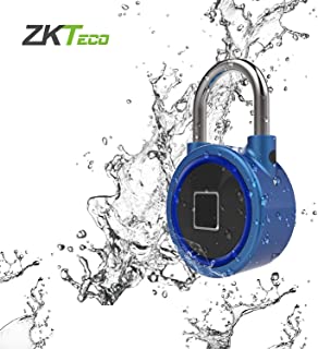 Candado Inteligente Azul - ZKTeco FB50 - Padlock con lector de huella dactilar - Resistente al agua - Bluetooth - Carga USB - Ideal para maletas-bici. APP disponible en Android-iOS.