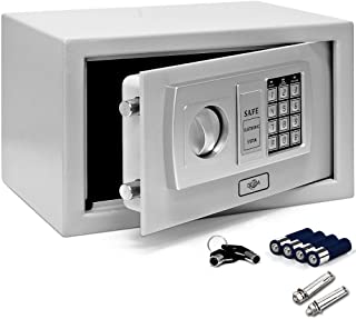 Deuba Caja Fuerte Seguridad Safe Plata Cierre electronico 20 x 31 x 20 cm codigo de Seguridad Suelo Pared hogar Oficina