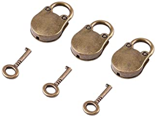 El juego de mini candados de 3 piezas incluye 3 llaves pequenas- candados de decoracion multiusos- aleacion de zinc- cerraduras de estilo antiguo vintage para articulos pequenos- joyas- caja de equipa
