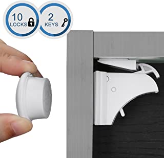 Linkax Bloqueo de Seguridad para Bebes Cierres de seguridad Para Ninos Cerraduras Magneticos de Seguridad para armarios Cajones y Puertas(10 cerraduras + 2 llaves)