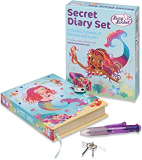 Lucy Locket – Diario Secreto Infantil de Sirenas magicas – Diario Secreto con candado- boligrafo Multicolor y Pegatinas – Diarios para ninos