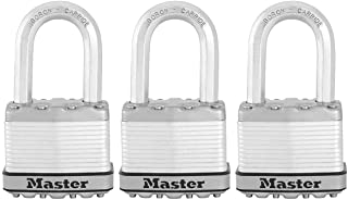 MASTER LOCK Candado Alta Seguridad [Llaves] [Acero Laminado] [Exterior] [Arco M] M5EURTRILF - Ideal para Portales- Garages- Sotanos