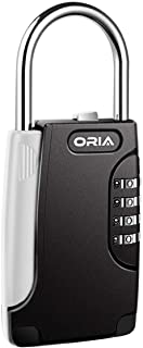 ORIA Caja Fuerte Candado para llaves- Caja de Seguridad para Candado de 4 Digitos Combinacion- Key Lock Box Impermeable con Ligero y Grande Capacidad- Uso Exterior e Interior per Casa- Coche- Escuela