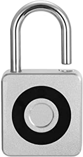 OWSOO Candado Huella Digital Cerradura sin Llave Tactil Impermeable Carga USB Aleacion de Zinc No Contrasena Desbloqueo Biometrico