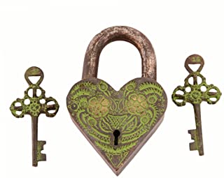 Purpledip Brass Lock In Antique Design: Aching Heart (11002)