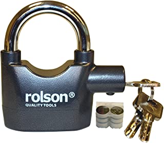 Rolson 66857 - Candado de Seguridad con Llave y Alarma (Funciona con Pilas de boton 6 LR44)