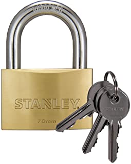 Stanley S742-034 Candado macizo de con arco estandar- 3 llaves- 1 unidad- 70 mm