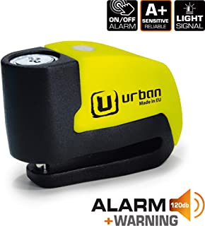 Urban Security UR6 Candado Antirrobo Disco con Alarma+Warning 120dBA- 6 mm- Made In EU- Multicolor- Unica