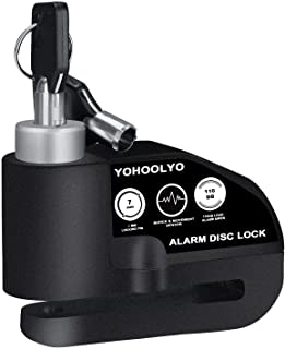 YOHOOLYO Candado de Disco con Alarma 7mm 110DB Dispositivos Antirrobo para Motos Bicicletas